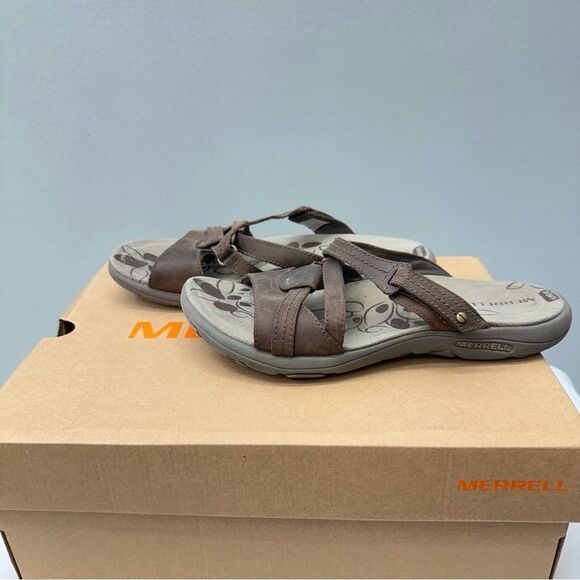 Merrell Bracken brown leather sandals women's 8 - Picture 2 of 8